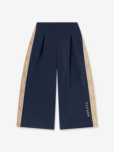 Escada Babies' Girls Embroidered Logo Jersey Trousers In Blue