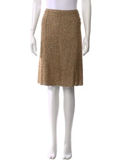Pre-owned Escada Glitter Accents Knee-length Skirt In Brown