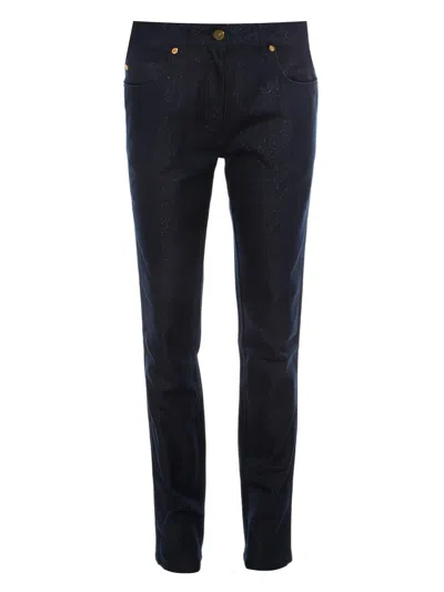 Pre-owned Escada Glitter Trousers In Blue