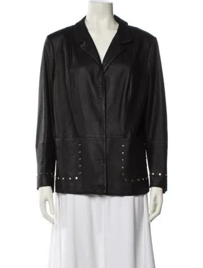 Pre-owned Escada Goat Leather Blazer In Black
