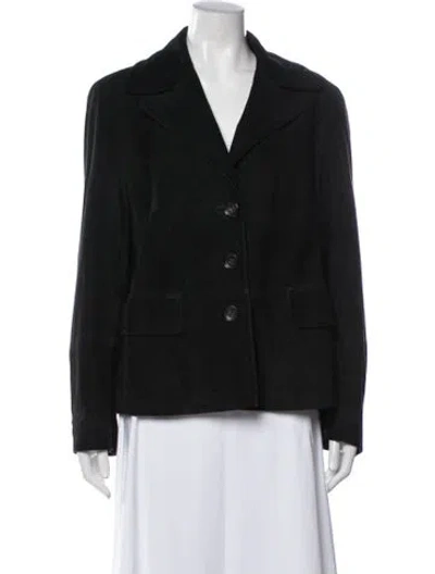 Pre-owned Escada Goat Leather Blazer In Black