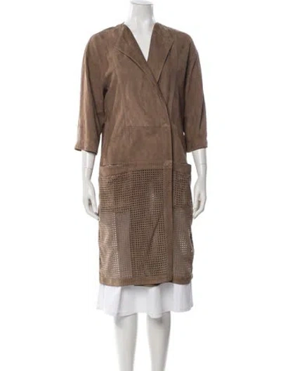 Pre-owned Escada Goat Leather Coat In Brown