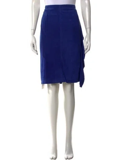 Pre-owned Escada Goat Leather Knee-length Skirt In Blue