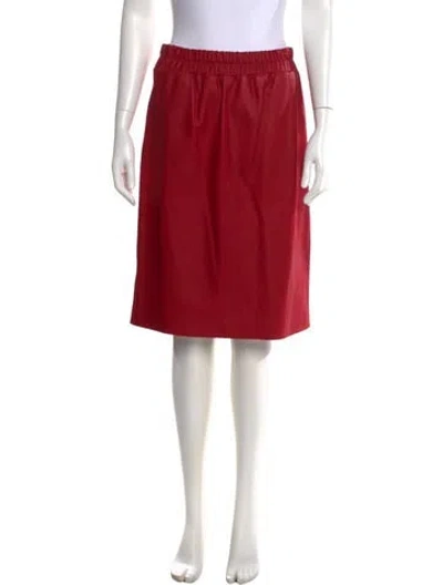 Pre-owned Escada Goat Leather Knee-length Skirt In Red