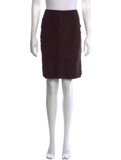 Pre-owned Escada Goat Leather Mini Skirt W/ Tags In Brown