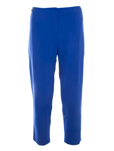 Pre-owned Escada Gold-clasp Trousers In Blue