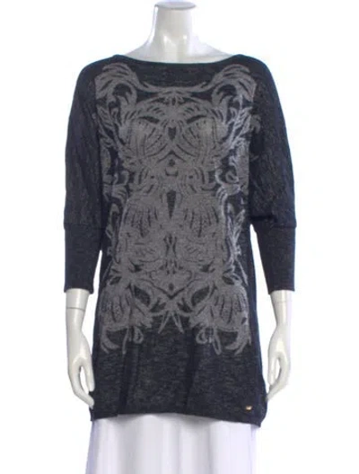 Pre-owned Escada Graphic Print Bateau Neckline Top In Multi