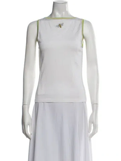 Pre-owned Escada Graphic Print Bateau Neckline Top In Neutrals