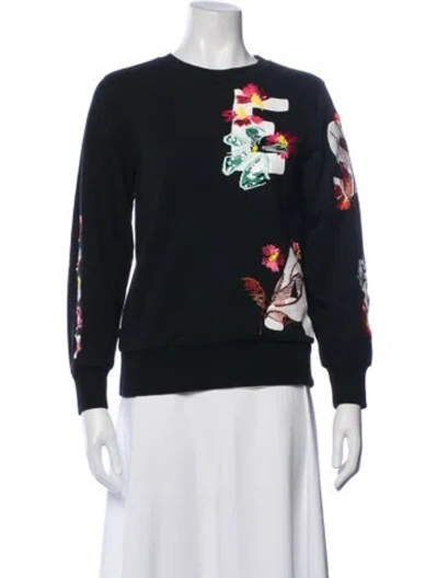 Pre-owned Escada Graphic Print Crew Neck Sweater In Black