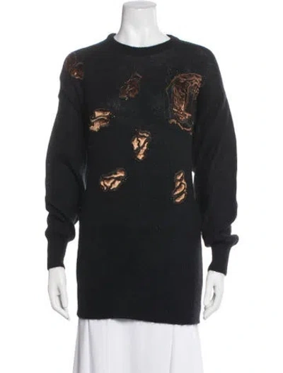 Pre-owned Escada Graphic Print Crew Neck Sweater In Black