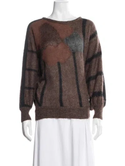 Pre-owned Escada Graphic Print Crew Neck Sweater In Black/brown
