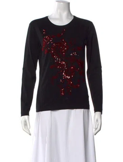 Pre-owned Escada Graphic Print Crew Neck Top In Black