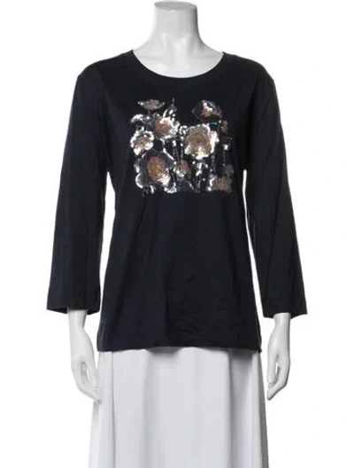 Pre-owned Escada Graphic Print Crew Neck Top In Blue