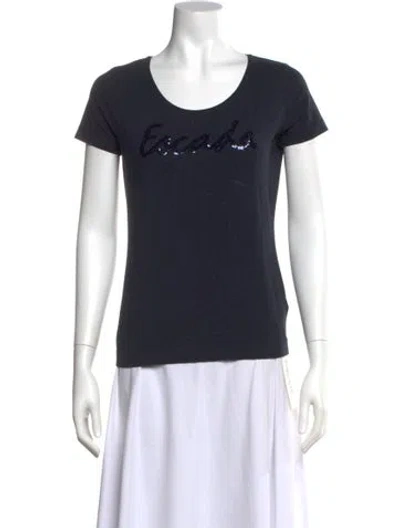 Pre-owned Escada Graphic Print Crew Neck T-shirt In Black
