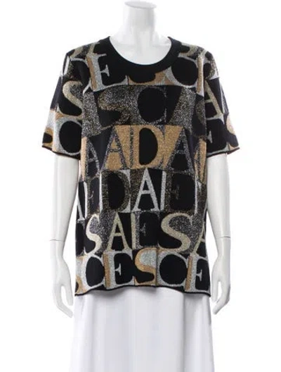 Pre-owned Escada Graphic Print Crew Neck T-shirt In Black
