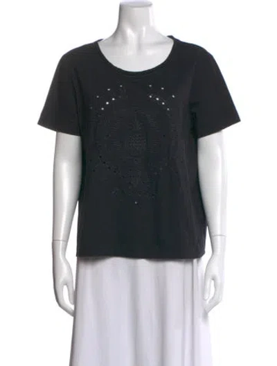 Pre-owned Escada Graphic Print Crew Neck T-shirt In Black