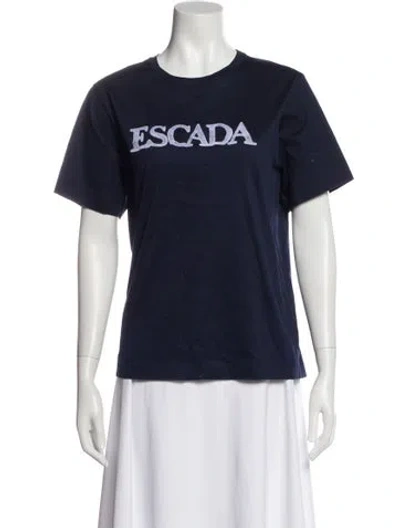 Pre-owned Escada Graphic Print Crew Neck T-shirt In Blue