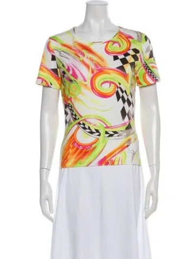 Pre-owned Escada Graphic Print Crew Neck T-shirt In Pink