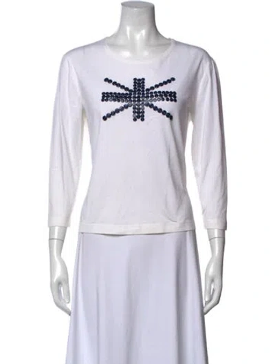 Pre-owned Escada Graphic Print Crew Neck T-shirt In White