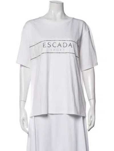 Pre-owned Escada Graphic Print Crew Neck T-shirt In White