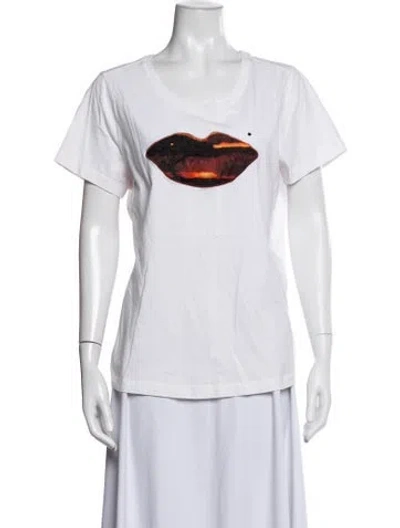 Pre-owned Escada Graphic Print Crew Neck T-shirt In White