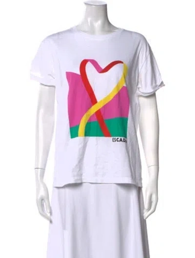 Pre-owned Escada Graphic Print Crew Neck T-shirt In White