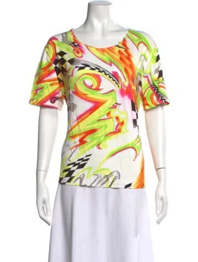 Pre-owned Escada Graphic Print Crew Neck T-shirt In Yellow