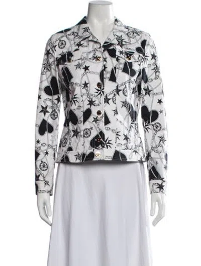 Pre-owned Escada Graphic Print Jacket In White