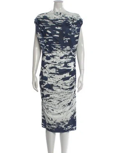 Pre-owned Escada Graphic Print Knee-length Dress In Blue