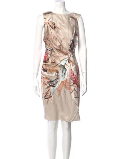 Pre-owned Escada Graphic Print Knee-length Dress In Neutral