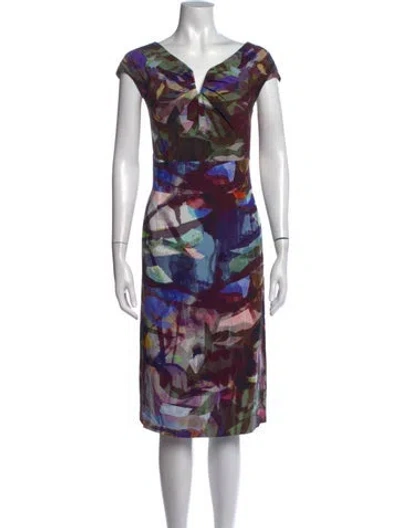 Pre-owned Escada Graphic Print Knee-length Dress In Purple