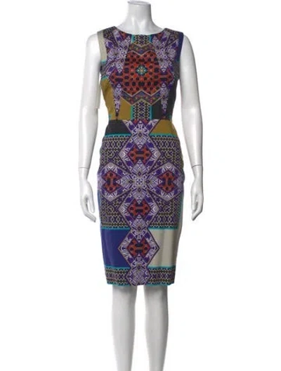 Pre-owned Escada Graphic Print Knee-length Dress In Purple