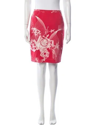 Pre-owned Escada Graphic Print Knee-length Skirt In Red