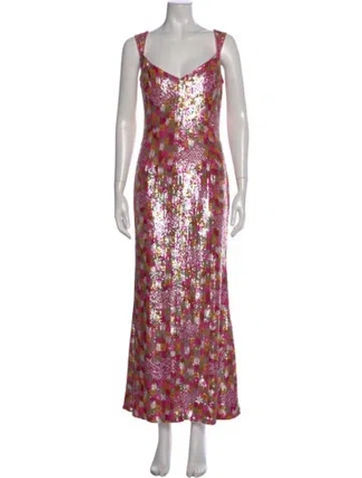 Pre-owned Escada Graphic Print Long Dress In Multi