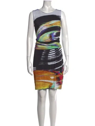 Pre-owned Escada Graphic Print Mini Dress In Black