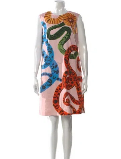 Pre-owned Escada Graphic Print Mini Dress In Pink