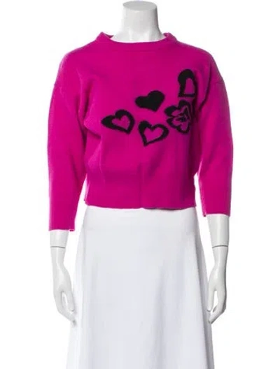 Pre-owned Escada Graphic Print Mock Neck Sweater In Brown