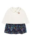 Escada Baby Girls Bi-material Printed Dress In White