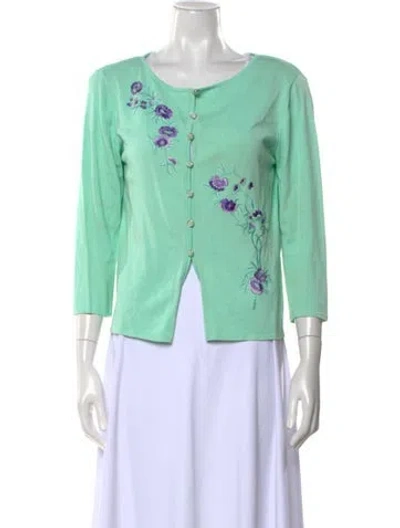 Pre-owned Escada Graphic Print Scoop Neck Sweater In Green