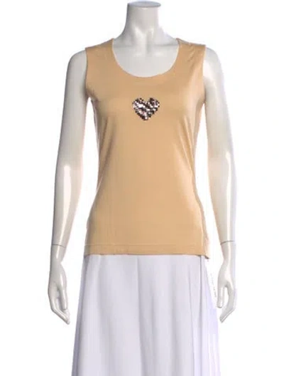 Pre-owned Escada Graphic Print Scoop Neck Top In Neutrals