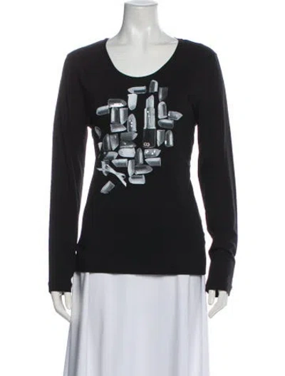 Pre-owned Escada Graphic Print Scoop Neck T-shirt In Black