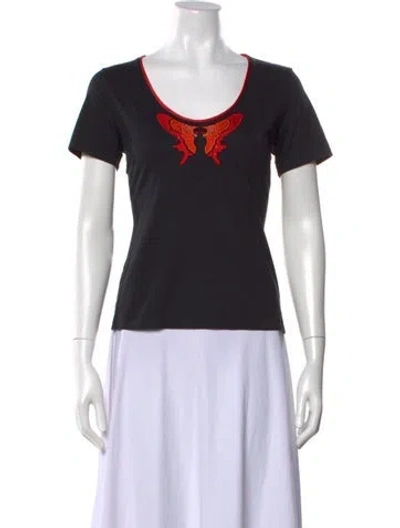 Pre-owned Escada Graphic Print Scoop Neck T-shirt In Black