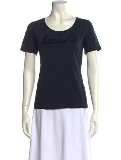 Pre-owned Escada Graphic Print Scoop Neck T-shirt In Blue