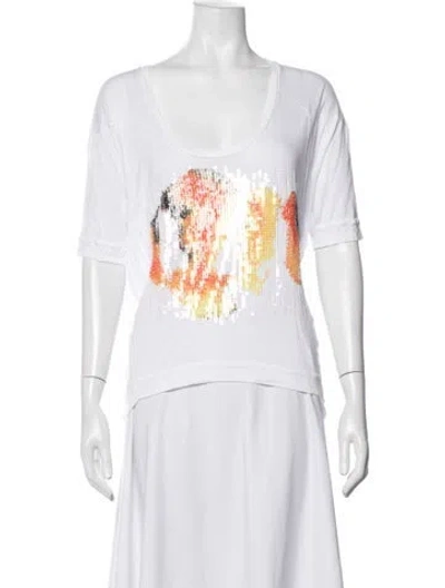Pre-owned Escada Graphic Print Scoop Neck T-shirt In Metallic/neutrals