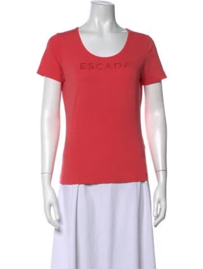 Pre-owned Escada Graphic Print Scoop Neck T-shirt In Pink