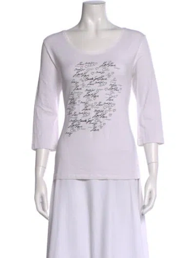 Pre-owned Escada Graphic Print Scoop Neck T-shirt In White
