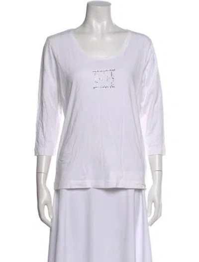 Pre-owned Escada Graphic Print Scoop Neck T-shirt In White