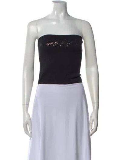 Pre-owned Escada Graphic Print Strapless Top In White