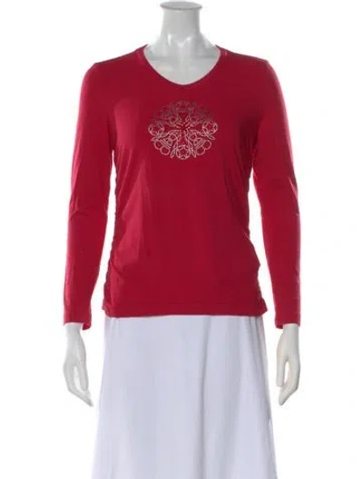 Pre-owned Escada Graphic Print V-neck T-shirt In Red
