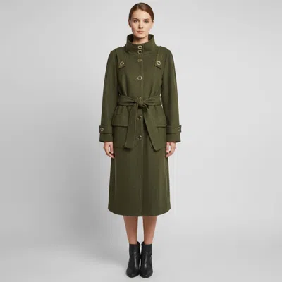 Pre-owned Escada Green Wool Long Sleeve Trench Coat L